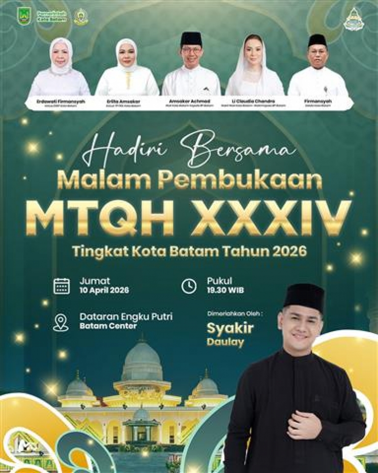 Semarak MTQH XXXIV Kota Batam 2026, Syakir Daulay Siap Meriahkan Malam Pembukaan