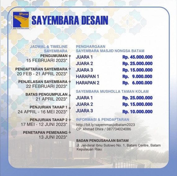 70 Tim Ikuti Desain Masjid Nongsa dan Musholla Taman Kolam
